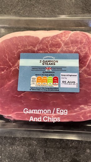 Delicious Gammon Steaks with Homemade Chips and Egg