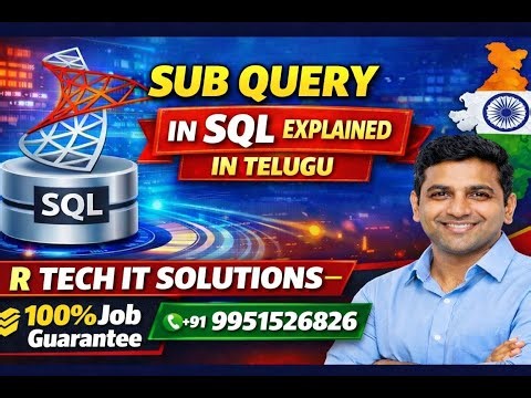 Sub Query in SQL in Telugu | Beginner to Advanced | R Tech IT Solutions | 100% Job Guarantee