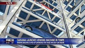 LOOK INSIDE THE CAR 'VENDING MACHINE': Anita Roman Fox 10 takes you inside the new Carvana "vending machine" in Tempe, where you can buy a car online, drop in a giant token, and in a matter of seconds, out comes your new car! MORE: http://bit.ly/2MFvLfg | FOX 10 Phoenix