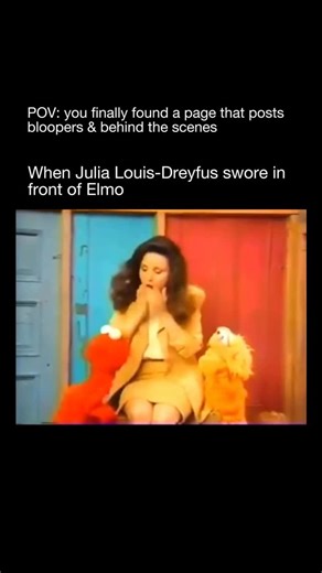 Bloopers & Behind The Scenes on Instagram: "When Julia Louis-Dreyfus Swore in Front of Elmo While filming a guest spot on Sesame Street, Julia Louis-Dreyfus accidentally let out a mild swear word after messing up a line right in front of Elmo. The crew burst into laughter, and even Elmo stayed in character, turning the slip-up into a funny, behind-the-scenes moment. Louis-Dreyfus later joked that it was one of her most embarrassing career moments. The story has since become a fan-favorite bit of
