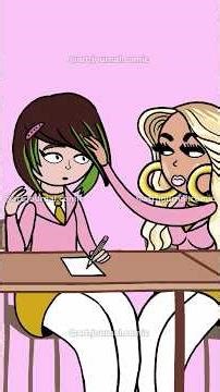 POV: the popular girls keep fixing your hair in class (high school animation)