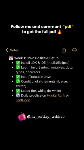 ☕ 30 Days Java Roadmap 💻Want to become a Java Developer? This 30-day roadmap covers everything...