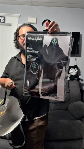 Trying on the NEON Ghost Face Costume #halloween #costume #scream #horror #movie #scary #spooky