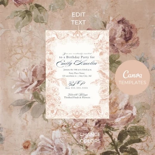 Bridgerton Victorian Regency Birthday Party Invitation | Editable Digital Template (2 Color Options) - Etsy Australia