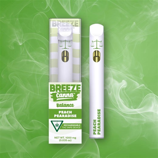 Breeze Canna 1g Disposable Peach Pearadise Hybrid | Buy Recreational Decatur, IL | Mystic Greenz