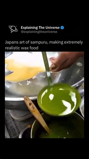 Explaining The Universe on Instagram: "Japanese sampuru (サンプル) are highly realistic food models displayed outside restaurants to show customers exactly what dishes look like. Made from wax or resin, these models replicate every detail of a meal, from the gloss of sauces to the texture of noodles or the crispness of tempura. They serve both a practical and aesthetic purpose: attracting customers, helping them choose dishes without reading a menu, and presenting food consistently without spoilage.
