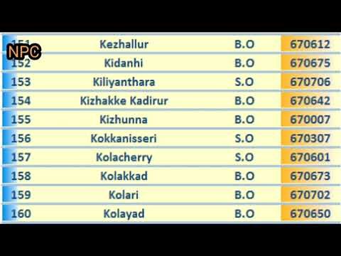 KANNUR PIN Code s List || KERALA || 380+ Post Offices..