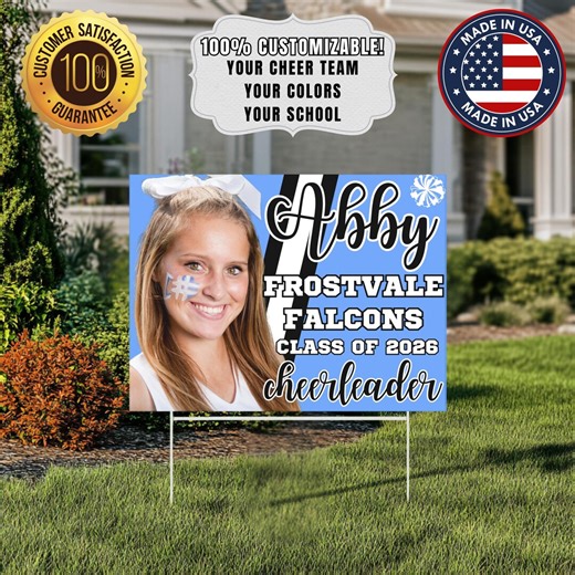 Personalized Cheerleader Yard Sign, Custom Cheerleading Sign, High School Senior Cheer Sign With Photo, Cheer Team Graduation Sign - Etsy