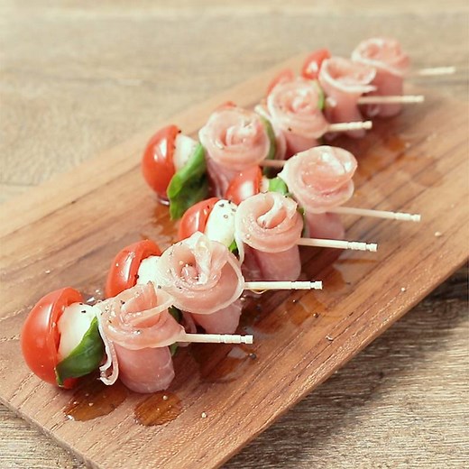 生ハムのピンチョスカプレーゼ 作り方・レシピ | クラシル
