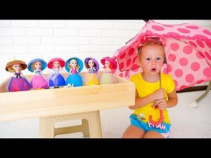 Stacy pretend play with surprises at home