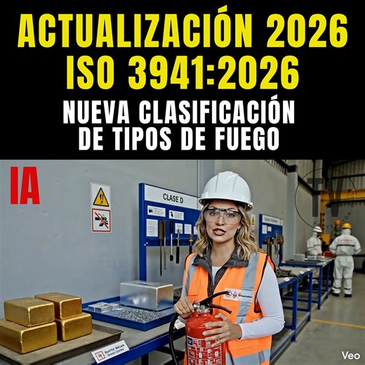 NUEVA CLASIFICACION DE TIPOS DE FUEGO (ISO 3941:2026) NOTA: La NFPA en la versión 2026 -10, no incluye clase L, los fuegos de litio los mantuvo en clase D. ISO y NFPA usan filosofías de clasificación distintas, y por eso no necesariamente evolucionan al mismo tiempo ni en la misma dirección. Aunque ambas hablan de incendios, su propósito es diferente: ISO 3941 es una norma general de clasificación internacional del fuego - NFPA 10 es una norma específica sobre extintores portátiles. DESCARGA AQU