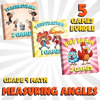 5 No Prep Math Games Bundle A - Measuring Angles - Grade 4 Review Activity