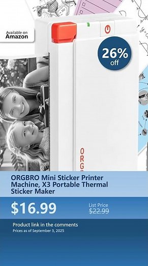 ORGBRO Mini Sticker Printer Machine, X3 Portable Thermal Sticker Maker