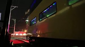 Come ride the Happy Holiday Railway with us this year! Here we see the train returning from a trip on the main line during a misty evening, December 22, 2018. For dates, times and tickets, click the link below: https://www.irm.org/event/happy-holiday-railway/ | Illinois Railway Museum