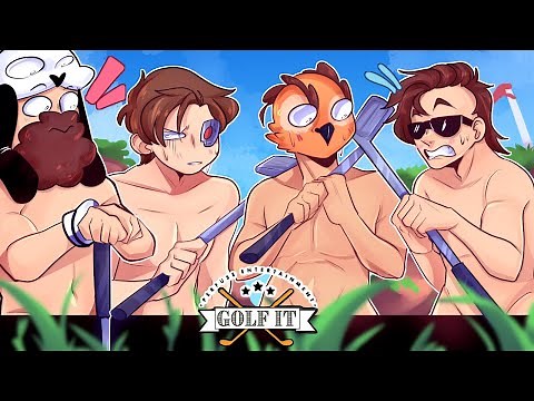 4 bros hanging out with their mushroom tips out playing golf it