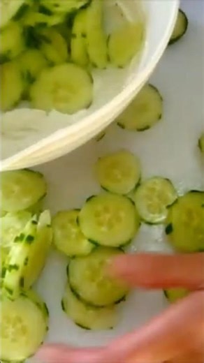 SOUR CREAM CUCUMBERS 🥒 Freshly DELICIOUS 😋 #food #vegetables #veggies #cucumber #salad #recipe