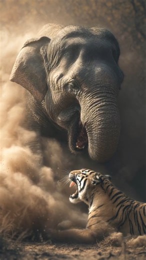 🐘a mother elephant survive to a little baby elephant fight big elephant #babyanimals #whiteelephant🦁