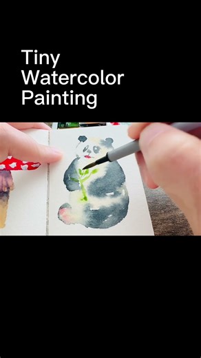 How to Paint a Panda Tiny Watercolor迷你水彩Super Easy for Beginners#art #watercolor