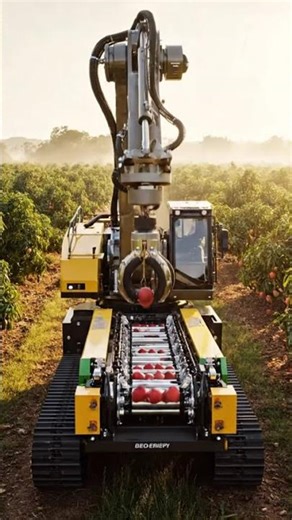 Mango harvesting machine process in the orchard