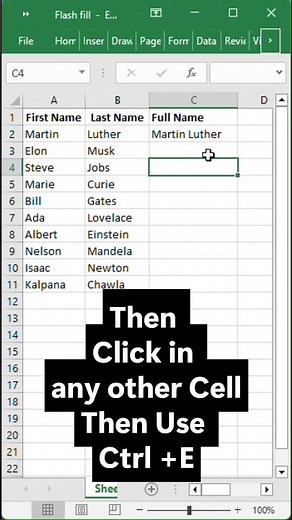 Flash Fill Full Name in Excel | Excel Tips & Tricks | #excel #exceltips #msexceltutorial