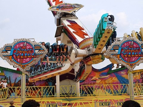 Florida State Fair - Space Roller Ride - 4k Video