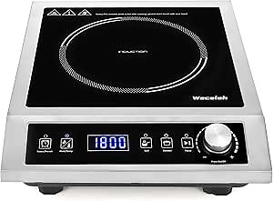 Commercial Induction Cooktop 1800W Electric Induction burner Portable Induction Cooker Countertop Burner with 9 Power Levels,3 hours Timer,Child Safety Lock,Overheat Protection