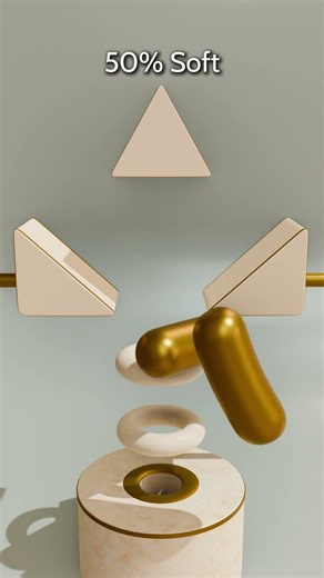 0% vs 100% Softness Through Two Golden Cylinders #animation #3danimation #satisfying