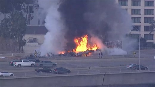 One dead after semi-truck carrying almonds catches fire on SB I-805 near I-8