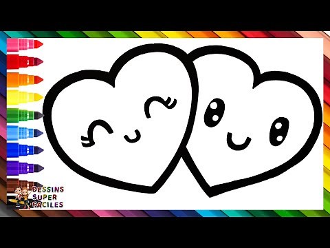 Dessiner Et Colorier Deux Cœurs Amoureux 💕🌈 Dessins Pour Enfants