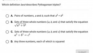 Which definition best describes Pythagorean triples?A. Pairs ... | Filo