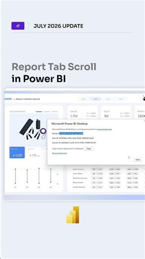 New in July 2026 Update! Report Tab scroll in Power BI. See the before and after.
