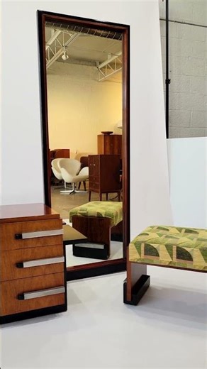 19thC French Faux Bamboo Walnut Mirrored Armoire