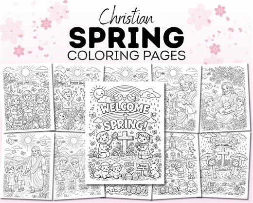 Christian Spring Coloring Pages for Kids | Faith Based Coloring Sheets - Etsy