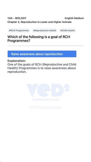RCH Programmes Goal Explained 12th Biology Reproduction