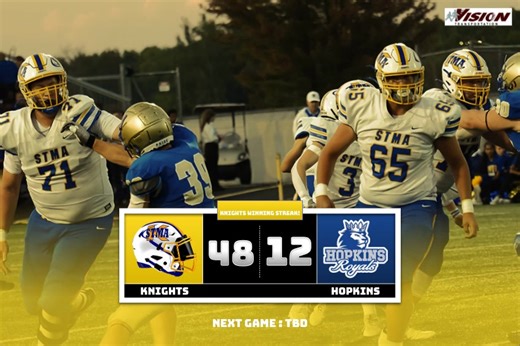 🔥 Knights got a winning streak going now with the win & a score of 48-12 against Hopkins going into the playoffs! Playoff seeding, times, locations, opponent to be announced ASAP! | STMA Football