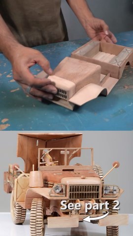 Wood carving - Dodge WC 52 military truck