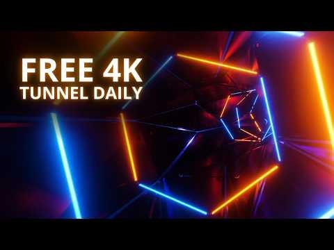 Electric Polygon Neon Tunnel Orange Blue 4K VJ Loop FREE || 1 Hour Seamless