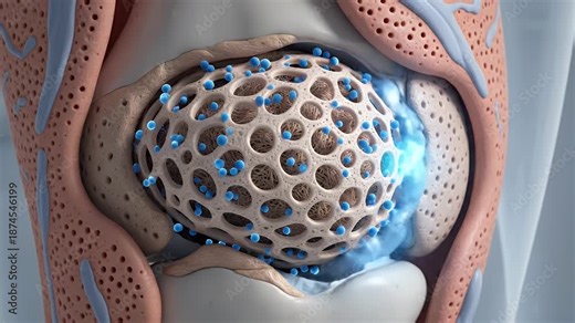 Medical Animation of Knee Joint Showing Bone Structure and Cartilage Regeneration Process Animation Bone Treatment and