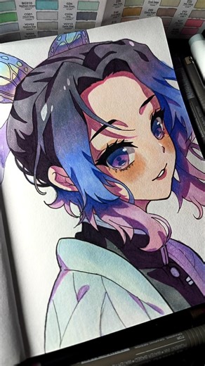 Shinobu Drawing With Alcohol Markers #art #drawing #anime #shinobu #demonslayer #alcoholmarkers