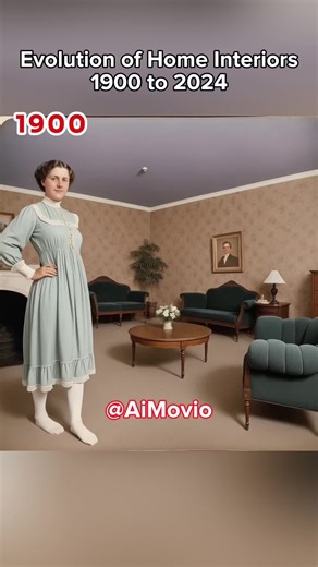 Evolution of Home Interiors 1900-2024: AI-Generated Animation of Fashion & Interior Designs