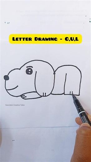 How to Draw a Puppy with Letter C,U,L #easydrawing #pencilart #shortvideo