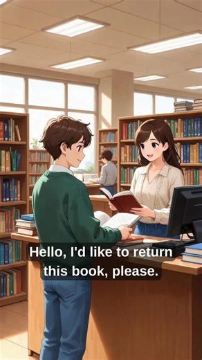 Returning a Library Book – Easy English Conversation for Beginners #LearnEnglish #EnglishConversation #DailyEnglish #EnglishPractice #SpeakEnglish
