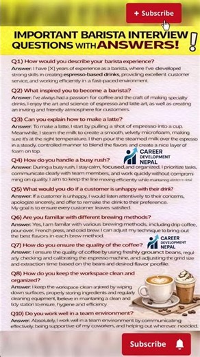 Barista IMPORTANT Job Interview Questions & Answers | Guaranteed Interview Success 💼🔥 #BaristaJob