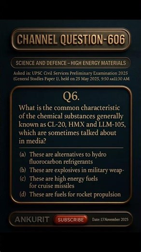 UPSC 2025 | CL-20, HMX and LLM-105 Explained | All Are Military Explosives #upsc #upsc2026 #upscexam