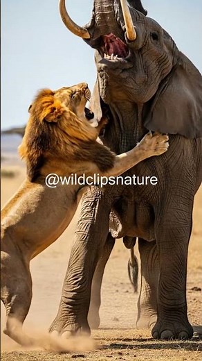 Elephant vs Lion Fight | Epic Battle for Survival in the Wild.#wildlife #elephant #lion