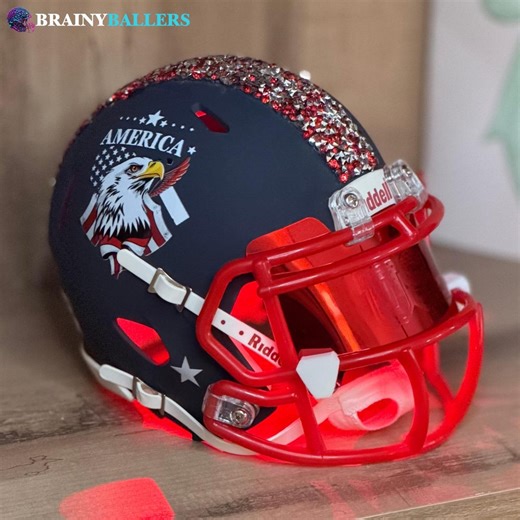 Laser Engraved USA Mini Football Helmet