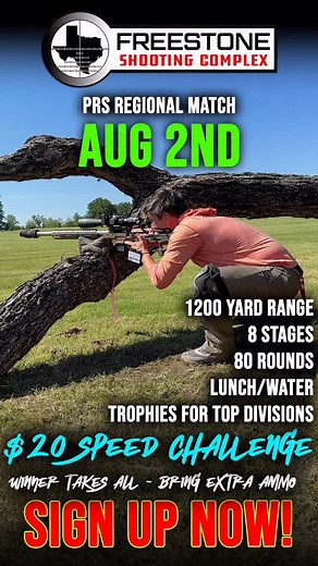 PRS REGIONAL MATCH AUG 2ND . Two weeks out - Sign up on Practiscore 🙌🏻 Link in bio! | Freestone Shooting Complex