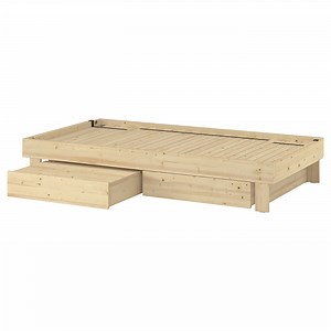 GLAMBERGET extendable bed with storage, pine, Standard Single/Standard Double  - IKEA UK
