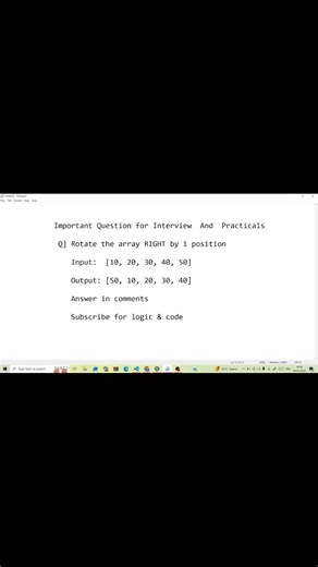 Rotate Array Right by 1 🔥 Interview Question and 🔥 Imp Practical Question #shorts