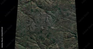 Donetsk north to south map with 3d relief 4K satellite ground top height